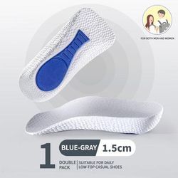 Memory Foam Height Lift Insoles With Arch Support For Men & Women 1.5cm white