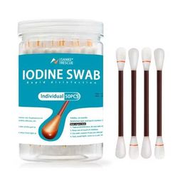 50 Piece Disposable Disinfection Swab Set For First Aid Alcohol Or Iodine Use bottled Iodine Swabs (50 Pcs)