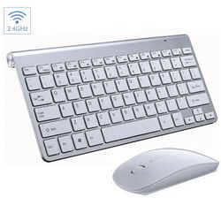 Mini Wireless Keyboard And Mouse Set, Waterproof For Mac, Apple & PC silver