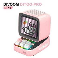 Divoom Ditoo Pro Retro Pixel Art Bluetooth Speaker With Smart Alarm And DIY LED Display, Gift For Home Light Decoration pink