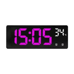 LED Digital Alarm Clock With Backlight And Temperature Display purple