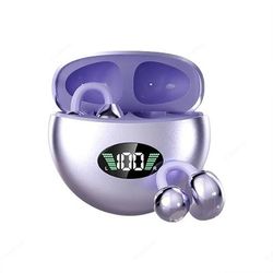 Bone Conduction Headset Bluetooth 5.4, Xiaomi Redmi Q88 Wireless Earphones, Comfortable Clip On Earbuds With Display purple
