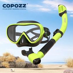 Full Vision Snorkel Mask Set With Underwater Diving Equipment yellow Black Set