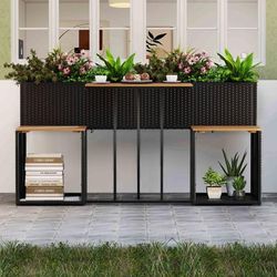 Patio Furniture Set With Raised Garden Bed, 3 Piece Outdoor Conversation Set For Porch & Yard Patio Furniture Set With Raised Garden Bed, 3 Piece Outdoor Conversation Set For Porch & Yard