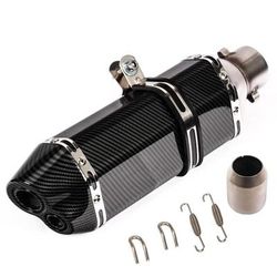 Universal Motorcycle Exhaust Pipe With Hexagonal Tip For Sport And Street Bike Modification h370mm Double Hole