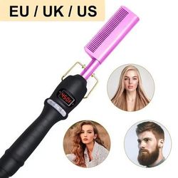 Electric Heating Curling Comb For Dry And Wet Hair With Straightening And Styling Function 1pc Purple eu