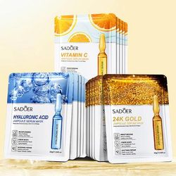 24K Gold Hyaluronic Acid Face Mask, Firming, Moisturizing & Brightening Facial Masks For Radiant Skin Care each 5pcs