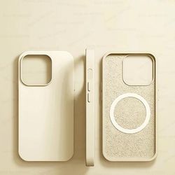 MagSafe Liquid Silicone Magnetic Case For IPhone 16 15 14 13 12 11 Pro Max | Wireless Charging & Shockproof beige for Iphone 14 Pro