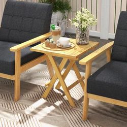 Teak Wood Square Coffee Table With X Shaped Legs & Slatted Tabletop, Foldable Outdoor Design Teak Wood Square Coffee Table With X Shaped Legs & Slatted Tabletop, Foldable Outdoor Design
