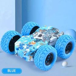 Double Sided Childrens Toy Car, Anti Collision & Anti Fall Off Road Vehicle blue