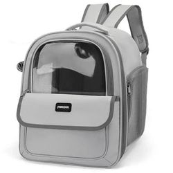 Pet Carrier Backpack With Transparent Space Capsule, Breathable Big Cat Backpack For Dogs And Cats grey