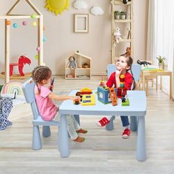 3 Pieces Multifunction Activity Kids Play Table And Chair Set, Toddler Learning Desk With 2 Chairs For Reading, Drawing 3 Pieces Multifunction Activity Kids Play Table And Chair Set, Toddler Learning Desk With 2 Chairs For Reading, Drawing