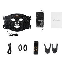3D LED Light Phototherapy Mask Face Neck Silicone Facial Mask For Skin Rejuvenation, Anti Wrinkle & Brightening black Face Mask