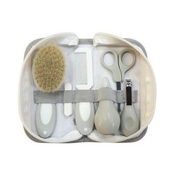 6 Piece Baby Grooming Kit Newborn Care Set With Nail Clippers, Nasal Aspirator, Brush & More light Gray
