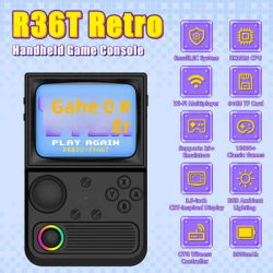 R36T Retro Handheld Game Console EmuELEC System 3.5 Inch IPS Screen Portable Pocket Video Player RK3326 Chip 64/128G 18000+Games