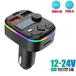 Transmetteur FM pour voiture, Compatible Bluetooth 5.3, lecteur MP3, prise en charge de la carte TF, disque U, chargeur de téléphone portable USB, Kit mains libres sans fil pour voiture