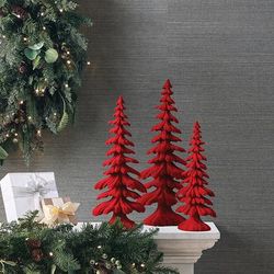 Crimson Flocked Tree - Small - Frontgate - Christmas Decor