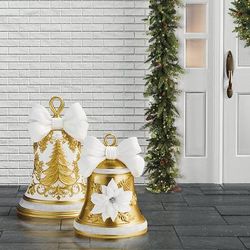 Outdoor Shimmering Bell - 32" Metallic - Frontgate - Outdoor Christmas Decor