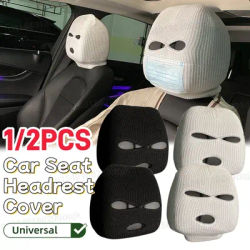 Housse universelle pour appui-tête de siège de voiture, cagoule à 3 trous, couverture complète, Halloween, noël, décoration de voiture amusante pour Tesla et BMW, 1/2 pièces