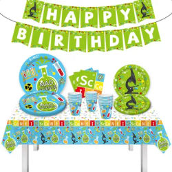 Chemistry Experiment Learning Science Theme Tableware Disposable Paper Cups Paper Plates Birthday Party Set Decoration Supplies