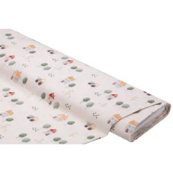 Tissu coton "ferme", écru naturel/coloré