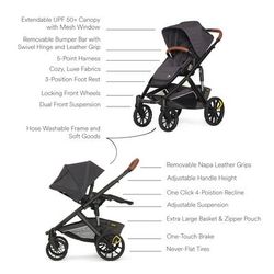 Veer Switch&Roll Luxe Single-to-Double Stroller Bundle with Leather Kit - Gray Granite