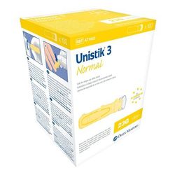 Unistik 3 Safety Lancet 23 Gauge Retractable Push Button Activation Finger (475825_BX)