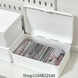 Makeup Organizer Multifunctional Photocard Idol Cards Storage Containers Dustproof Box Transparent Flip Cotton Swab Storage Box