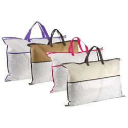 1PC Non woven zipper dustproof storage bag Pillow and clothing storage PVC transparent bag Quilt blanket pillow handbag