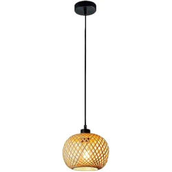 1-lumière bohème rotin suspension ferme tissé osier 7.87 "abat-jour Boho luminaires Vintage E27 plafonnier suspendu