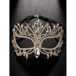 Maschera da ballo in strass di cristallo da donna - maschera di lusso con diamanti scintillanti per feste da donna, elegante accessorio per costumi per feste di Halloween, balli ed eventi serali