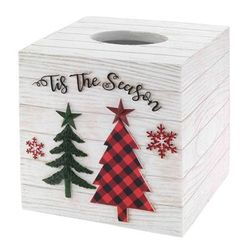 Holiday Tissue Box Cover by BrylaneHome in Plaid Trees