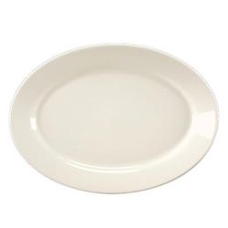 Homer Laughlin HL15600 12 1/2" x 8 3/4" Oval Platter - China, Ivory, White