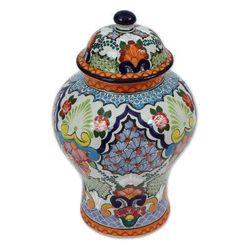 Talavera Colors,'Colorful Talavera Ceramic Decorative Jar from Mexico'