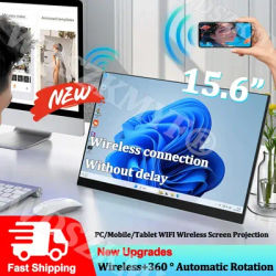 NEW 15.6” Wireless Portable Monitor FHD 1080P 16:9 IPS Panel Secondary Display Type-C HDMI For Cell phone Laptop PC Xbox Switch
