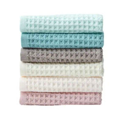 100% Cotton Bath Towel Set for Adult Child Super Absorbent Soft Bathroom Waffle Towel Solid Color Kitchen Clean Towels