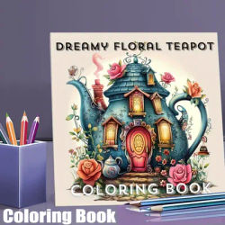 28 Pages Dreamy Floral Theme Teapot Coloring Book Coloring Book for Adult Stress Reduction | Colouring Book