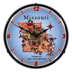 Collectable Sign and Clock Missouri Supports the 2nd Amendment Backlit Wall Clock