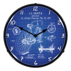 Collectable Sign and Clock 1899 Bicycle Patent Blueprint Backlit Wall Clock