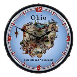 Collectable Sign and Clock Ohio Supports the 2nd Amendment Backlit Wall Clock
