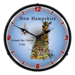 Collectable Sign and Clock State of New Hampshire Backlit Wall Clock
