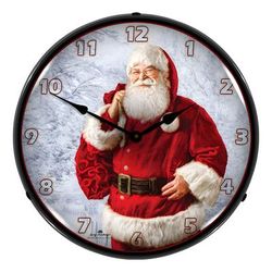 Collectable Sign and Clock Jolly Santa Backlit Wall Clock