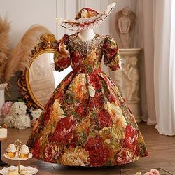 Rococò Barocco Steampunk Maxi Costume da festa Accessori Manica a Campana regina Elisabetta Belle Fiocco Retrò Abito da ballo Punteggiato Costume Ragazze Reale Natale Halloween Carnevale Mascherata