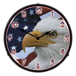 Collectable Sign and Clock American Bald Eagle Backlit Wall Clock