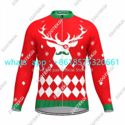 2023 Christmas Milu Deer Men's Cycling Thermal Fleece Jacket Bike Santa Claus Long Sleeves Cycling Warm Coat Maillot Ciclismo