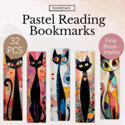 32pcs, Abstract Sketch Cat Bookmark, Cat Lovers, Suitable for Teachers, Readers, and Book Lovers, Birthday Gift.