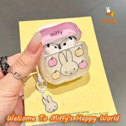 Kawaii Miffy Custodia per auricolari adatta per Airpods 4 3 Pro 2 Cartoon Apple Rabbit Custodia per auricolari antigoccia Accessori Anime Regali