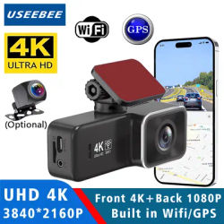 4K Dual Lens Dashcam With Rear 1080P Recording Dash Cam WiFi GPS Night Vision 24H Parking Recording Car Camera Video Recorder