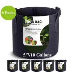 Sac de culture de pommes de terre de jardin en tissu de 5/7/10 gallons, 6 pièces, sac de culture de graines de plantes, Pots de fleurs, outil de jardinière de légumes avec poignée