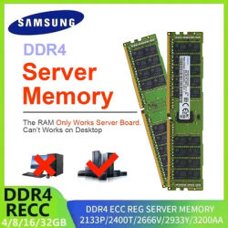 SAMSUNG Server Memory DDR4 Ram 16GB 4GB 8GB 32GB PC4 2400MHz 2133MHz 2666MHz 2133P 2400T 2666V REG ECC Support X99 Motherboard